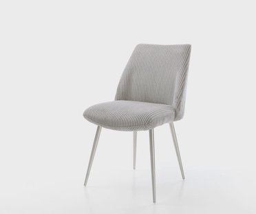 DELIFE Eetkamerstoel Elso-Flex koord zilver grijs 4-poot conisch roestvrij staal pocketveer kern