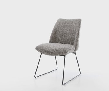DELIFE Eetkamerstoel Elso-Flex bouclé zilver grijs slipframe zwart pocketveer kern