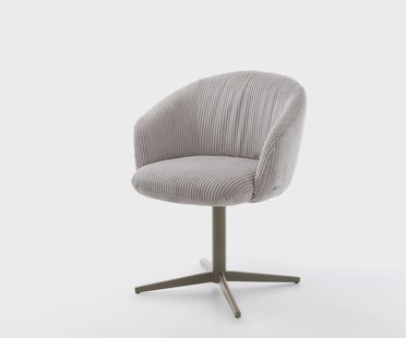 DELIFE Draaistoel Caja-Flex met armleuning koord zilver grijs kruispoot afwerking met titanium 360° draaibaar pocketveer kern