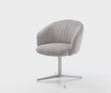 DELIFE Draaistoel Caja-Flex met armleuning koord zilver grijs kruispoot roestvrij staal 360° draaibaar pocketveer kern