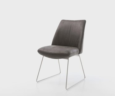 DELIFE Eetkamerstoel Elso-Flex microvelours antraciet vintage slipframe roestvrij staal pocketveer kern