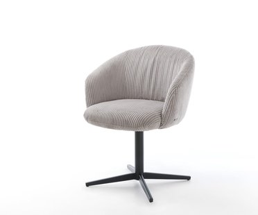 DELIFE Draaistoel Caja-Flex met armleuning koord zilver grijs kruispoot zwart 360° draaibaar pocketveer kern