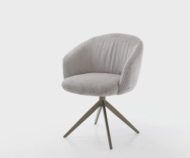 DELIFE Draaistoel Caja-Flex met armleuning koord zilver grijs kruisframe breed afwerking met titanium 360° draaibaar pocketveer kern