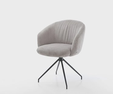 DELIFE Draaistoel Caja-Flex met armleuning koord zilver grijs kruisframe conisch zwart 180° draaibaar pocketveer kern