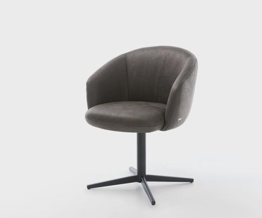 DELIFE Draaistoel Caja-Flex met armleuning microvelours antraciet vintage kruispoot zwart 360° draaibaar pocketveer kern