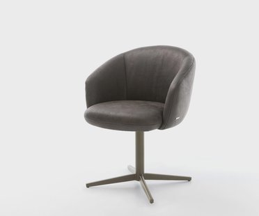 DELIFE Draaistoel Caja-Flex met armleuning microvelours antraciet vintage kruispoot afwerking met titanium 360° draaibaar pocketveer kern