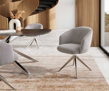 DELIFE Draaistoel Caja-Flex met armleuning koord zilver grijs kruisframe breed roestvrij staal 360° draaibaar pocketveer kern