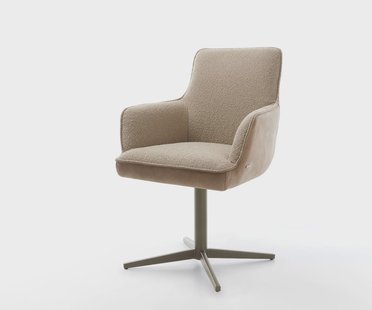 DELIFE Draaistoel Heira-Flex met armleuning materiaalmix mud kruispoot afwerking met titanium 360° draaibaar pocketveer kern