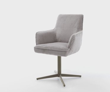 DELIFE Draaistoel Heira-Flex met armleuning koord zilver grijs kruispoot afwerking met titanium 360° draaibaar pocketveer kern