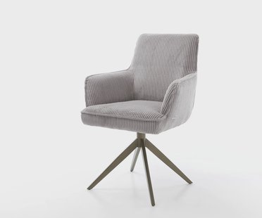 DELIFE Draaistoel Heira-Flex met armleuning koord zilver grijs kruisframe breed afwerking met titanium 360° draaibaar pocketveer kern