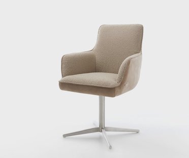 DELIFE Draaistoel Heira-Flex met armleuning materiaalmix mud kruispoot roestvrij staal 360° draaibaar pocketveer kern