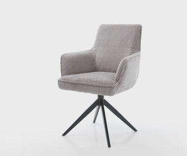 DELIFE Draaistoel Heira-Flex met armleuning koord zilver grijs kruisframe breed zwart 360° draaibaar pocketveer kern