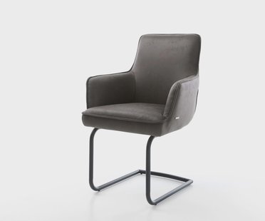 DELIFE Sledemodel Heira-Flex met armleuning microvelours antraciet vintage sledemodel rond zwart pocketveer kern