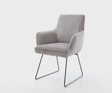 DELIFE Eetkamerstoel Heira-Flex met armleuning koord zilver grijs slipframe zwart pocketveer kern