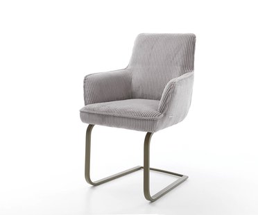 DELIFE Sledemodel Heira-Flex met armleuning koord zilver grijs sledemodel vlak afwerking met titanium pocketveer kern