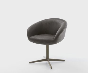 DELIFE Draaistoel Vinka-Flex met armleuning microvelours antraciet vintage kruispoot afwerking met titanium 360° draaibaar pocketveer kern