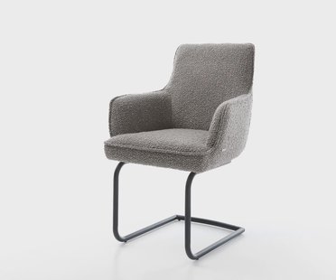 DELIFE Sledemodel Heira-Flex met armleuning bouclé zilver grijs sledemodel rond zwart pocketveer kern