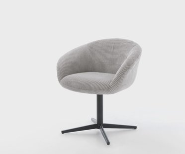 DELIFE Draaistoel Vinka-Flex met armleuning koord zilver grijs kruispoot zwart 360° draaibaar pocketveer kern