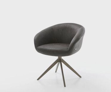 DELIFE Draaistoel Vinka-Flex met armleuning microvelours antraciet vintage kruisframe breed afwerking met titanium 360° draaibaar pocketveer kern