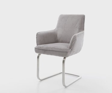 DELIFE Sledemodel Heira-Flex met armleuning koord zilver grijs sledemodel vlak roestvrij staal pocketveer kern