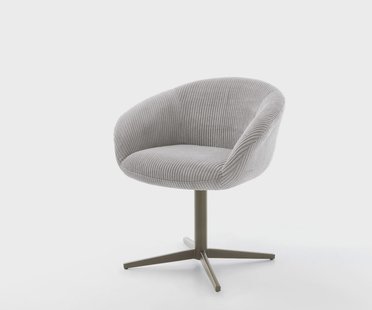 DELIFE Draaistoel Vinka-Flex met armleuning koord zilver grijs kruispoot afwerking met titanium 360° draaibaar pocketveer kern