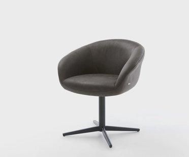 DELIFE Draaistoel Vinka-Flex met armleuning microvelours antraciet vintage kruispoot zwart 360° draaibaar pocketveer kern