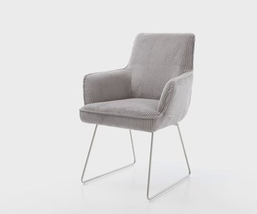 DELIFE Eetkamerstoel Heira-Flex met armleuning koord zilver grijs slipframe roestvrij staal pocketveer kern