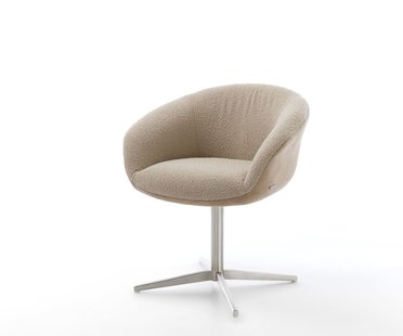 DELIFE Draaistoel Vinka-Flex met armleuning materiaalmix mud kruispoot roestvrij staal 360° draaibaar pocketveer kern