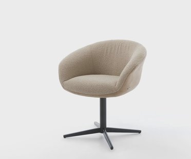 DELIFE Draaistoel Vinka-Flex met armleuning materiaalmix mud kruispoot zwart 360° draaibaar pocketveer kern