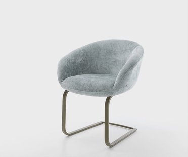 DELIFE Sledemodel Vinka-Flex met armleuning chenille pastelblauw sledemodel vlak afwerking met titanium pocketveer kern