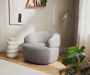 DELIFE Loungestoel Nova 88x88 cm Bouclé zilvergrijs