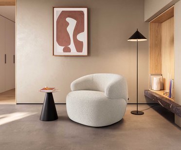 DELIFE Loungestoel Nova 88x88 cm bouclé crème-wit