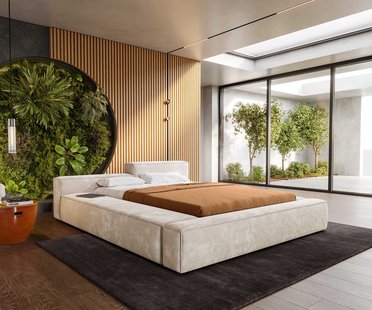 DELIFE Bedframe-gestoffeerd Kalinea 140x200 cm Cord Beige