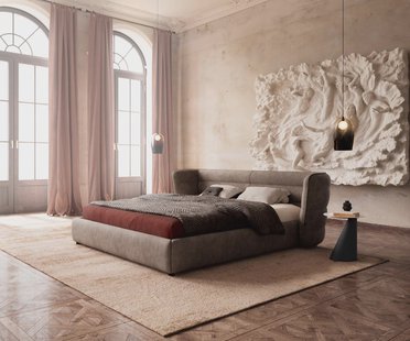 DELIFE Simea gestoffeerd bed 180x200 cm microvezel taupe vintage