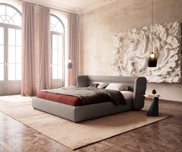 DELIFE Gestoffeerd bedframe Simea 180x200 cm Bouclé zilvergrijs