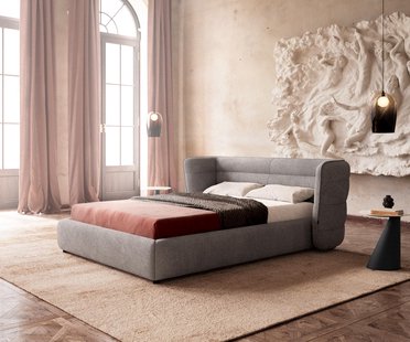 DELIFE Gestoffeerd bed Simea 140x200 cm microvezel grijs