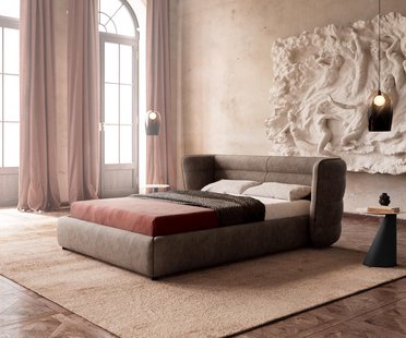 DELIFE Gestoffeerd bed Simea 140x200 cm microvezel taupe vintage