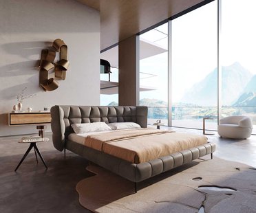 DELIFE Capujo gestoffeerd bed 180x200 cm microvezel taupe vintage