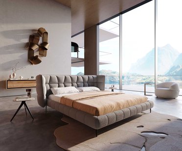 DELIFE Bedframe Capujo 180x200 cm Bouclé zilvergrijs