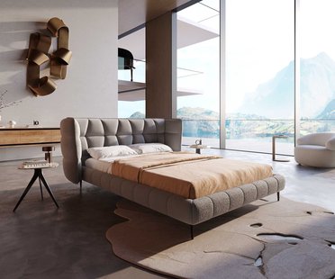 DELIFE Bedframe Capujo 140x200 cm Bouclé zilvergrijs