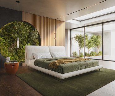 DELIFE Gestoffeerd bed Cusino 180x200 cm Bouclé crème-wit