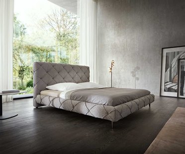 DELIFE Nayara gestoffeerd bedframe 180x200 cm bouclé zilvergrijs