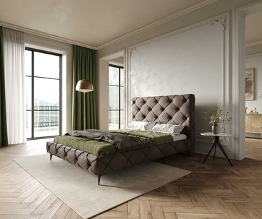 DELIFE Gestoffeerd bed Nayara 140x200 cm microvezel taupe vintage