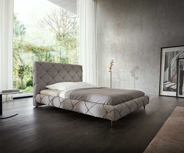 DELIFE Bedframe Nayara 140x200 cm bouclé zilvergrijs gestoffeerd