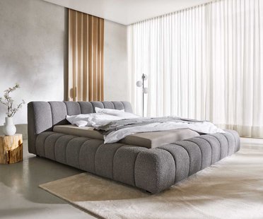 DELIFE Gestoffeerd bedframe Cutio 180x200 cm Bouclé zilvergrijs