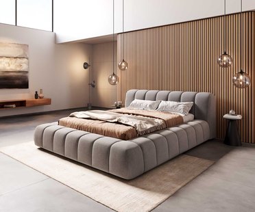 DELIFE Cutio gestoffeerd bed 140x200 cm microvezel grijs