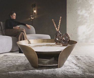 DELIFE Salontafel Skafi 100x40 cm keramiek minas melange metallic goud