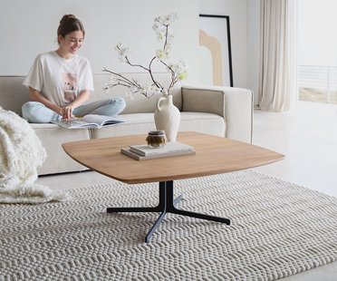 DELIFE Salontafel Talita 90x90 cm iep natuur metaal effect afwerking titanium