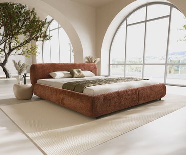 DELIFE Shona gestoffeerd bedframe 180x200 cm teddy stof roest