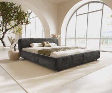 DELIFE Gestoffeerd.bed Shona 180x200 cm teddy stof grijs